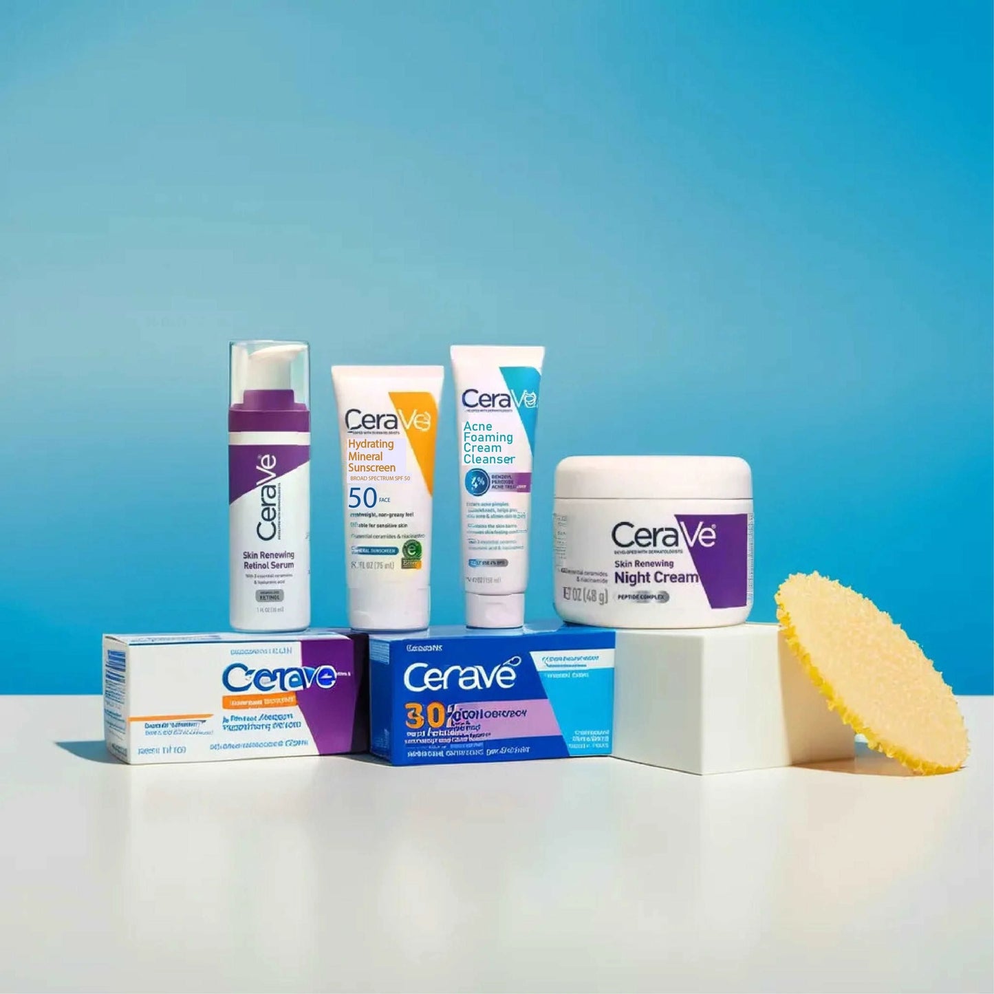 CeraVe 4-in-1 Skincare Kit: Night Cream, Sunblock, Cleanser & Serum